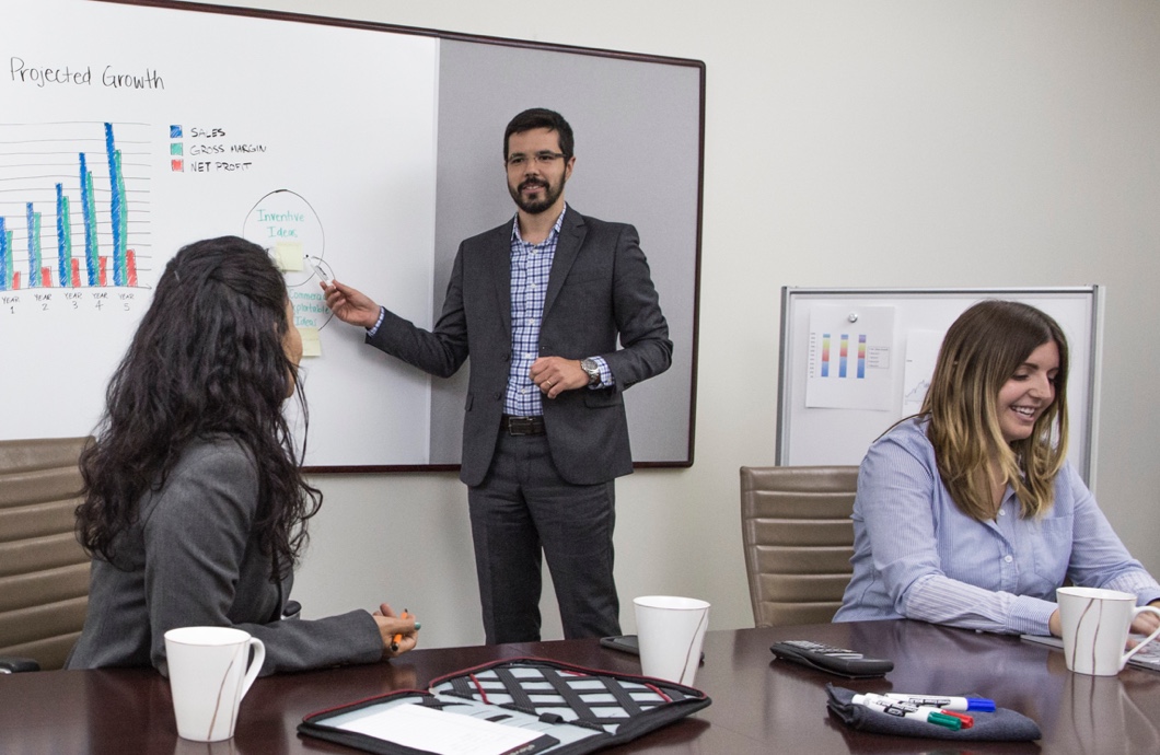 Linked Hardwood Framed Whiteboard in Action